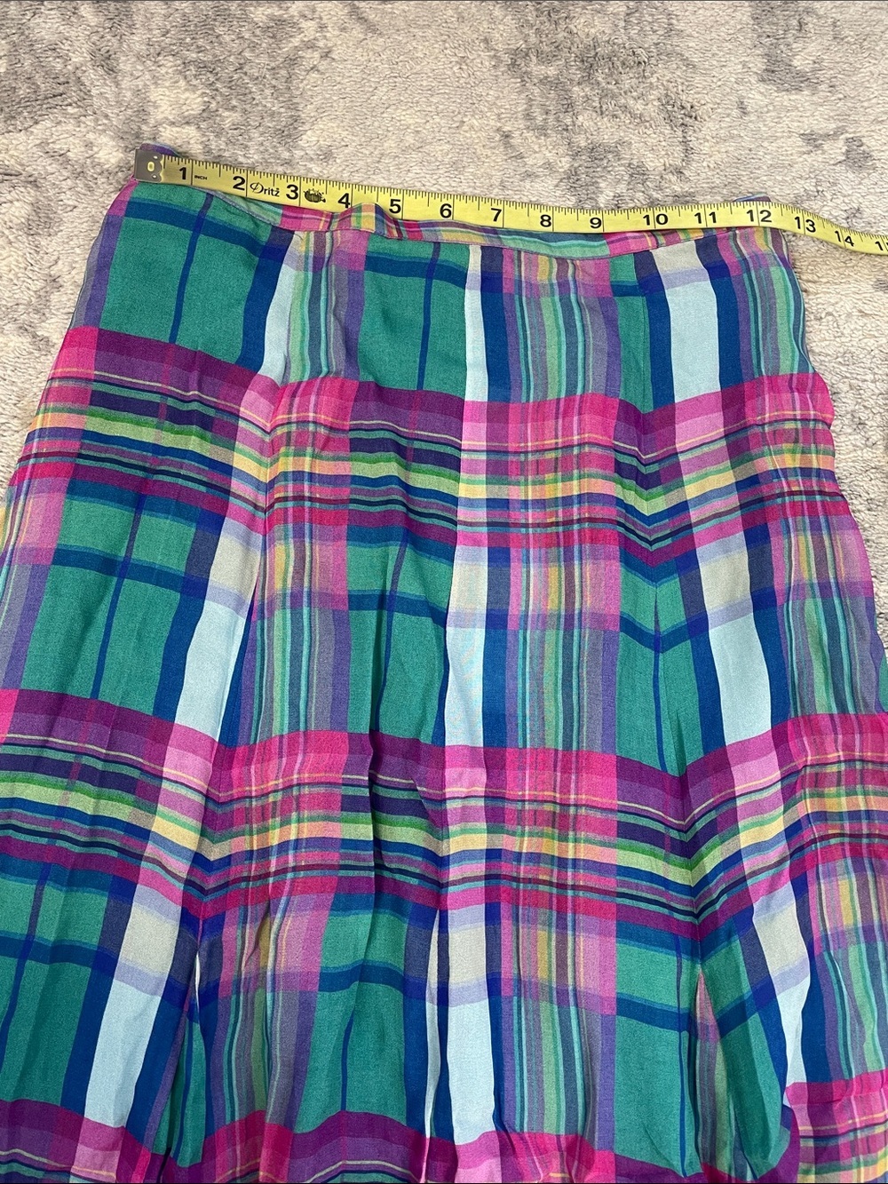 NWT L’Agence Patricia Plaid Maxi Skirt Teal Pink Sz 2 - Picture 9 of 12